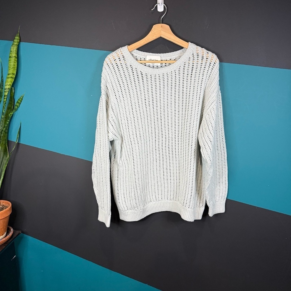 BNWT Wilfred Afterglow Sweater Glacier Blue Knit Crew Nck Sweater Cotton Medium - Picture 6 of 15